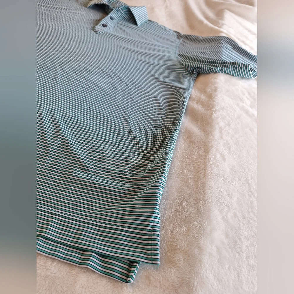 Foot Joy men's blue and white striped golf shirt - size Large